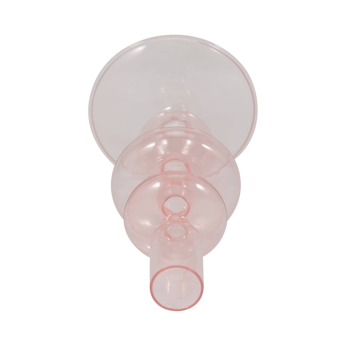 Glass Vintage Sculptural Taper Candle Holder - Pink, 7 in.