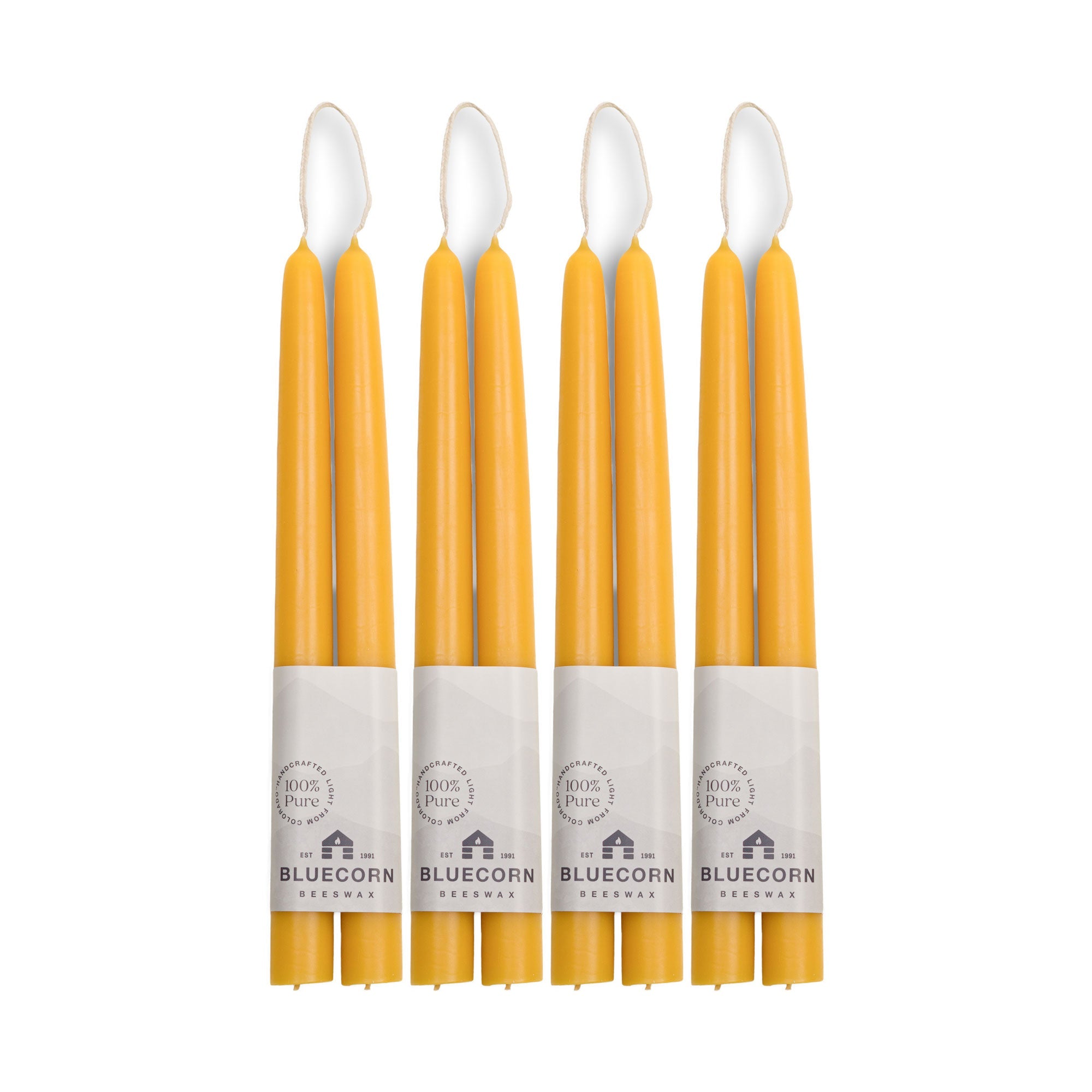 Hand-Dipped Beeswax Taper Candles - Bulk 4-Pair Bundle