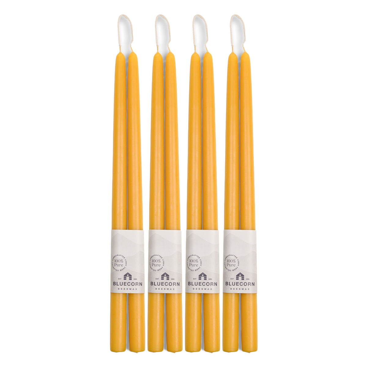 Hand-Dipped Beeswax Taper Candles - Bulk 4-Pair Bundle