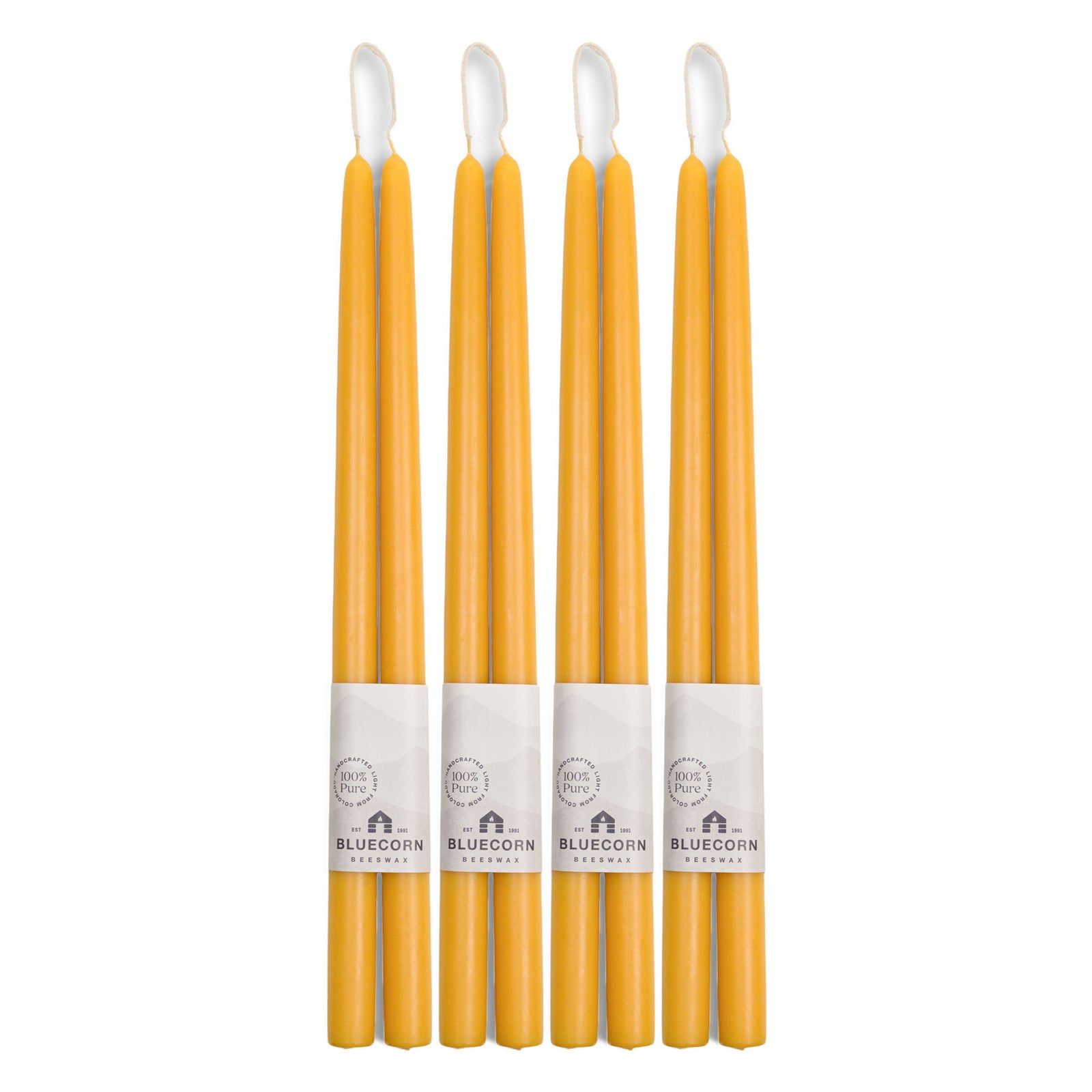 Hand-Dipped Beeswax Taper Candles - Bulk 4-Pair Bundle