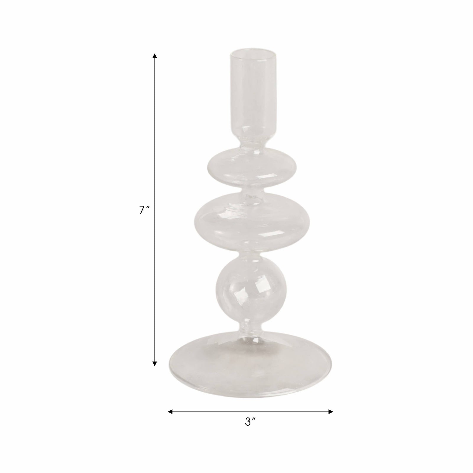 Glass Vintage Bubble Taper Candle Holder - Clear, 7 in.