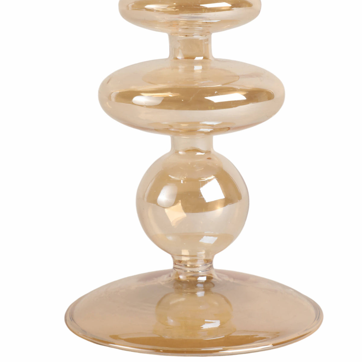 Glass Vintage Bubble Taper Candle Holder - Gold, 7 in.