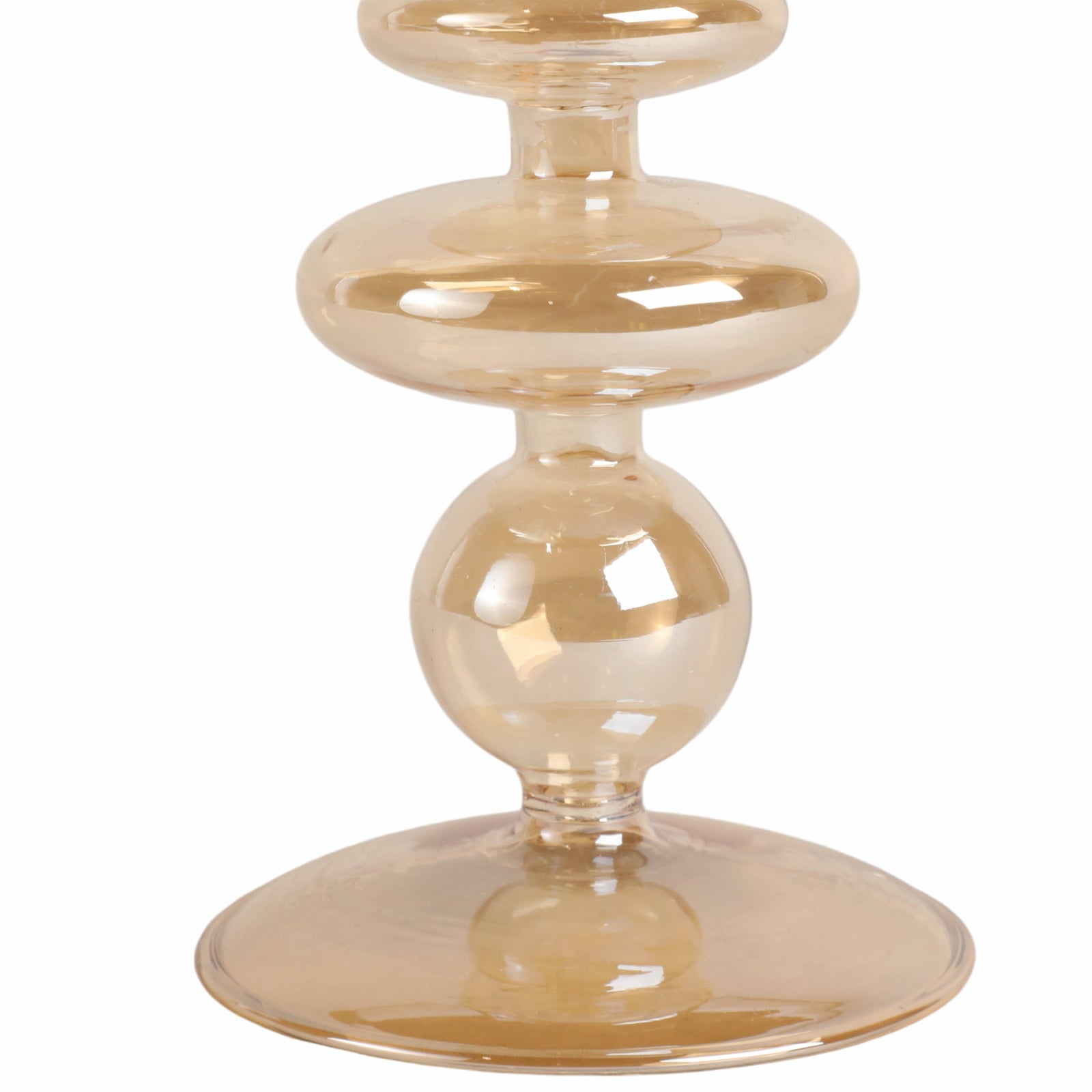 Glass Vintage Bubble Taper Candle Holder - Gold, 7 in.