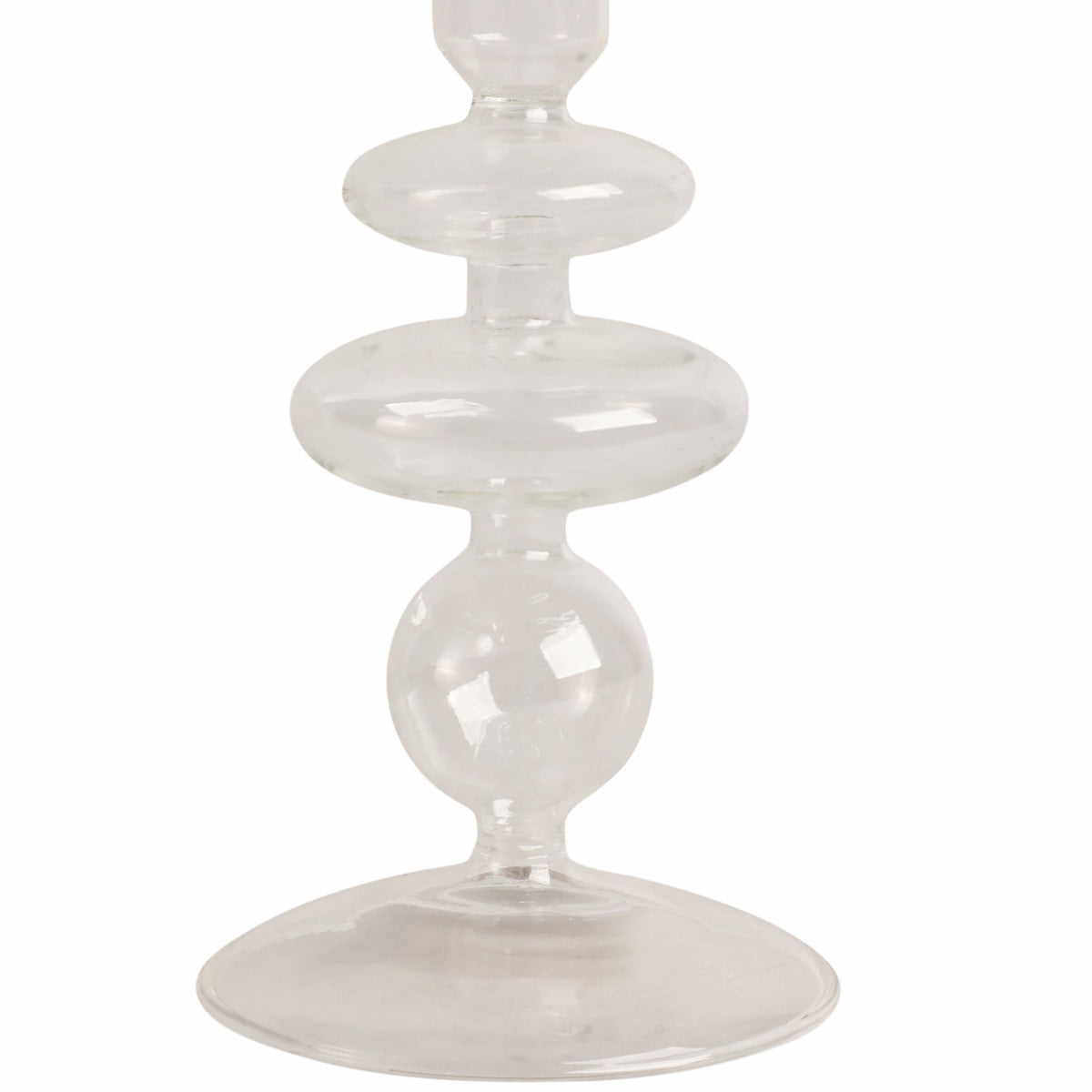 Glass Vintage Bubble Taper Candle Holder - Clear, 7 in.