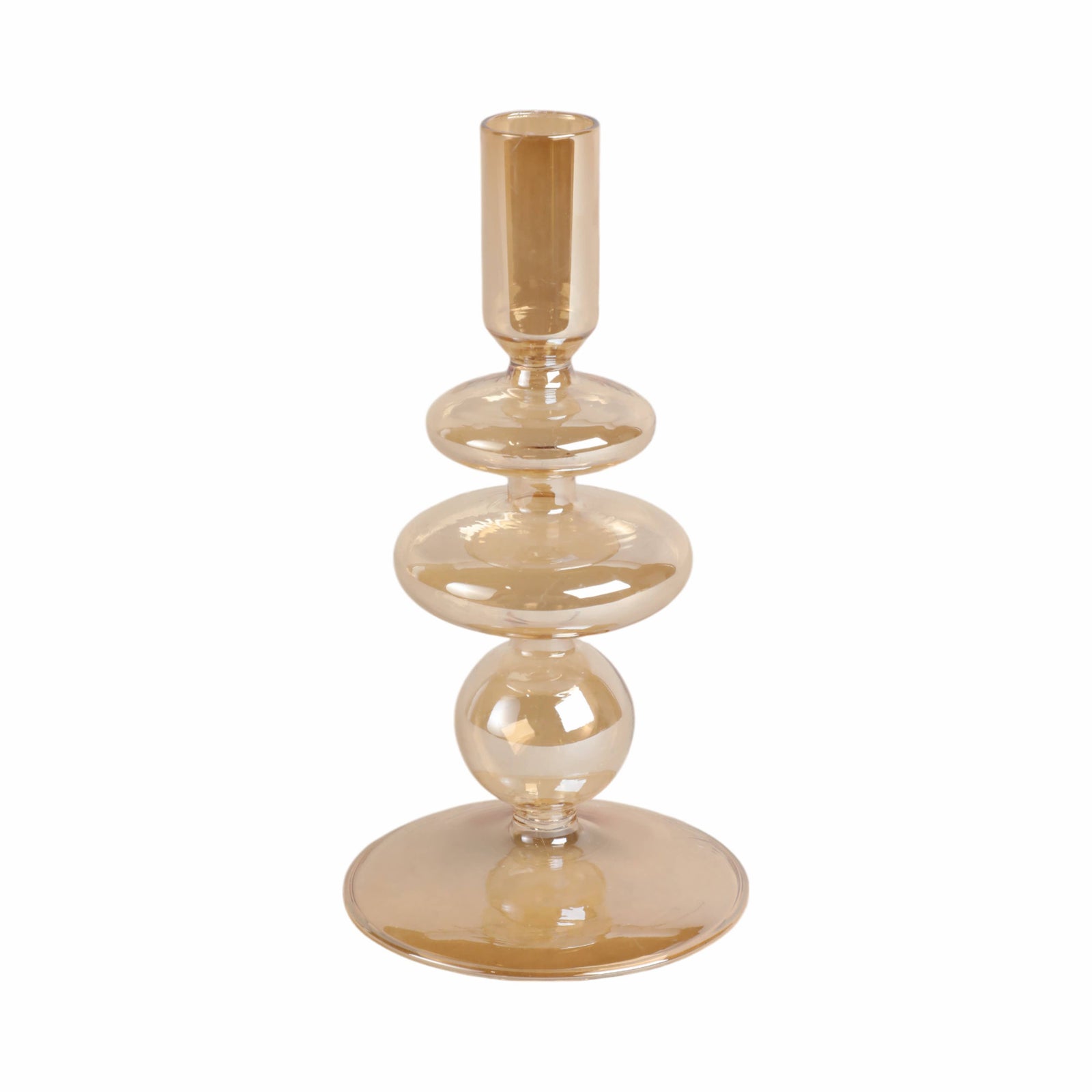 Glass Vintage Bubble Taper Candle Holder - Gold, 7 in.