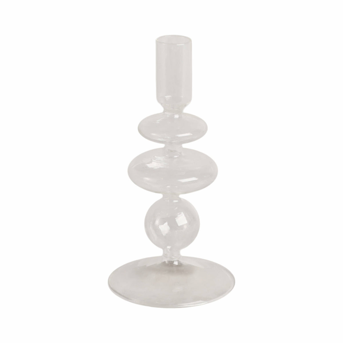 Glass Vintage Bubble Taper Candle Holder - Clear, 7 in.