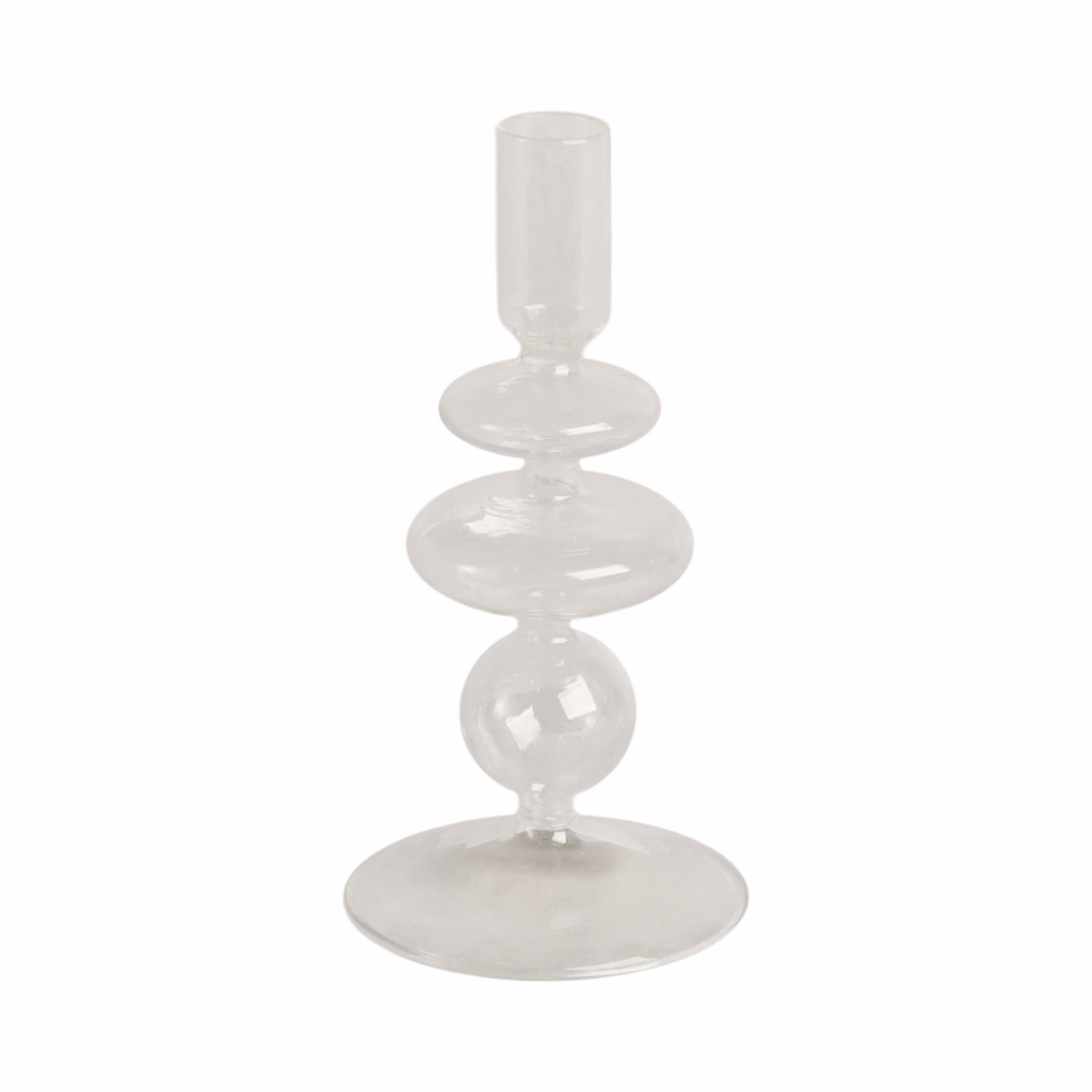 Glass Vintage Bubble Taper Candle Holder - Clear, 7 in.