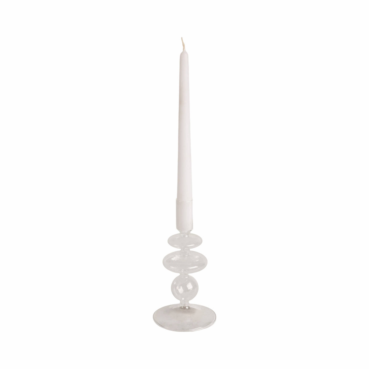 Glass Vintage Bubble Taper Candle Holder - Clear, 7 in.