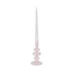 Glass Vintage Sculptural Taper Candle Holder - Pink, 7 in.