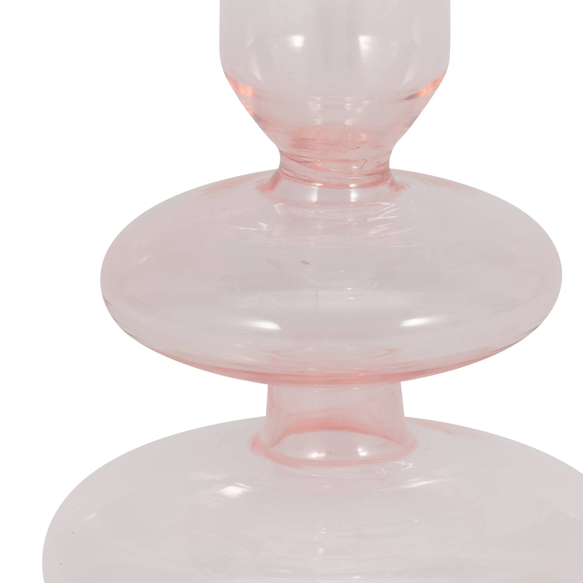 Glass Vintage Sculptural Taper Candle Holder - Pink, 7 in.