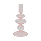 Glass Vintage Sculptural Taper Candle Holder - Pink, 7 in.