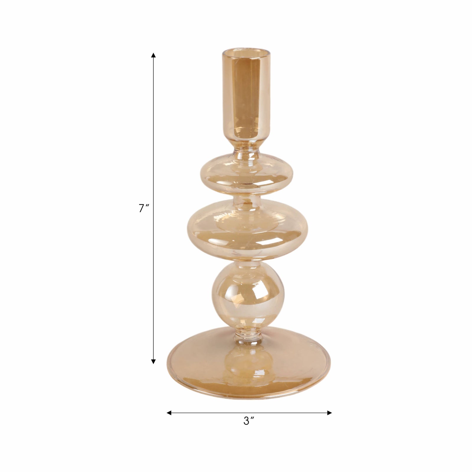 Glass Vintage Bubble Taper Candle Holder - Gold, 7 in.