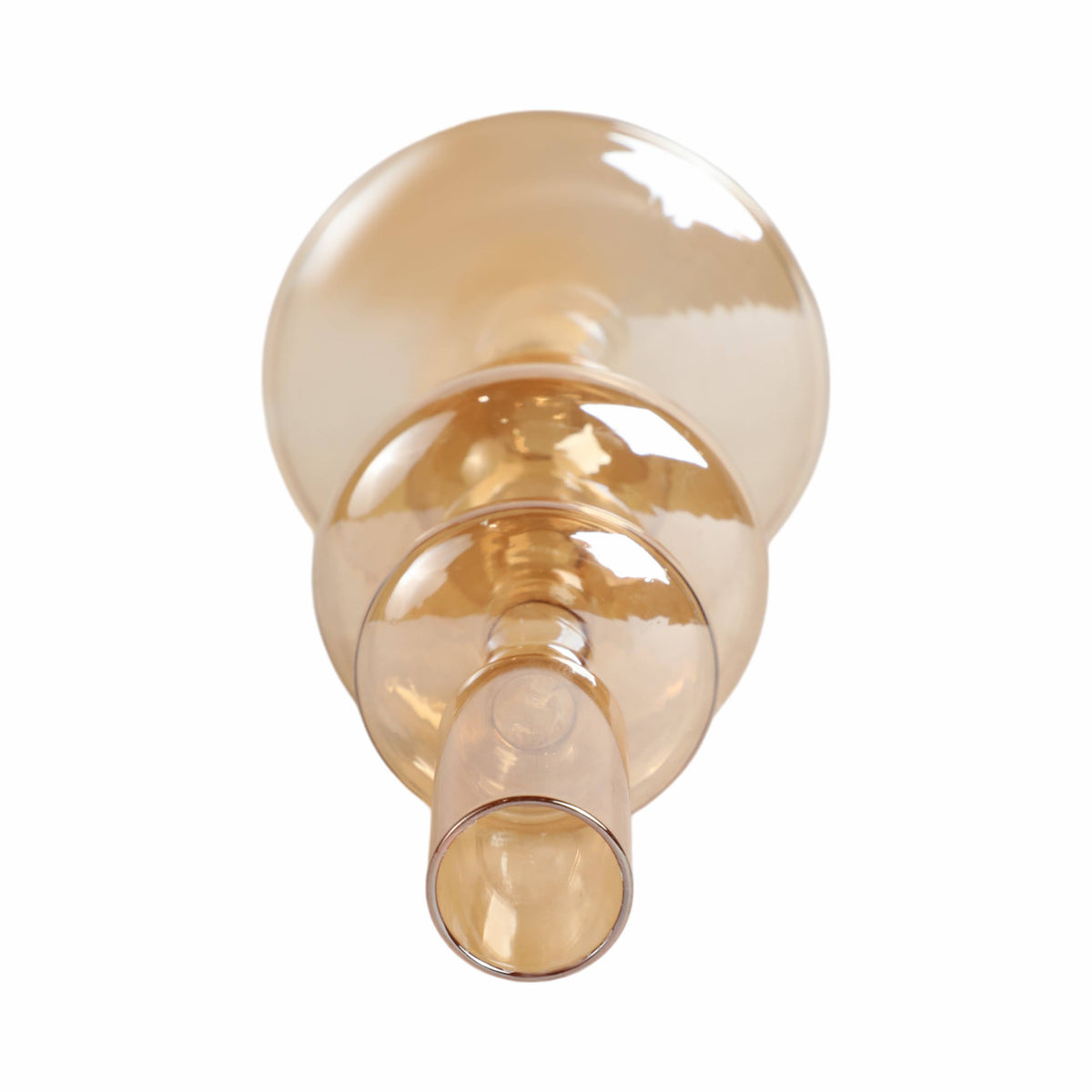 Glass Vintage Bubble Taper Candle Holder - Gold, 7 in.