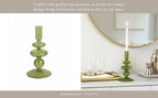 Glass Vintage Bubble Taper Candle Holder - Green, 7 in.