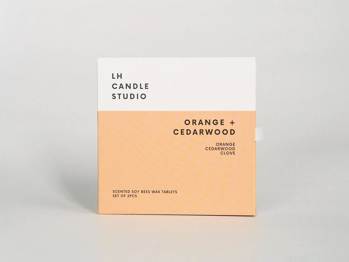 Orange + Cedarwood scented wax tablets gift box by LH Candle Studio